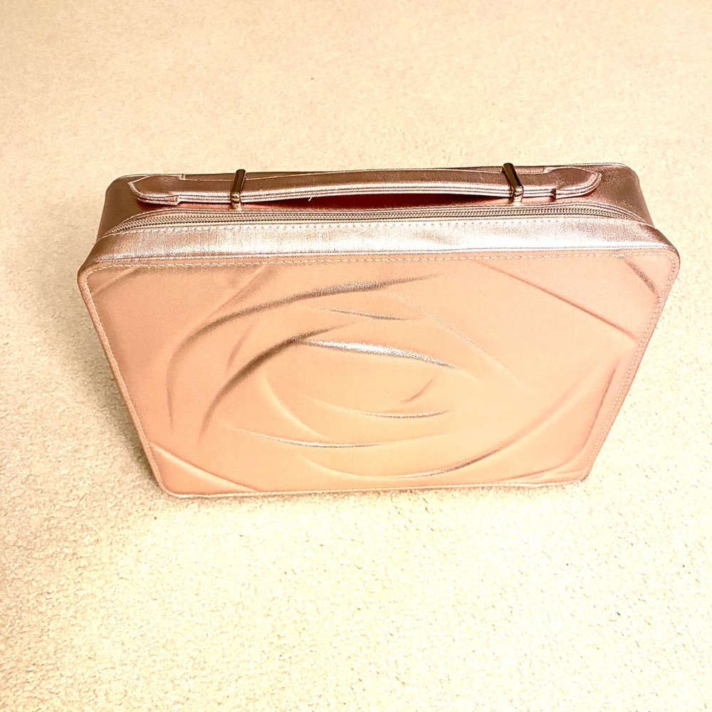 Lancome Rose Gold Metallic Beauty Care Case/Bag With Carry Handle. Brand new